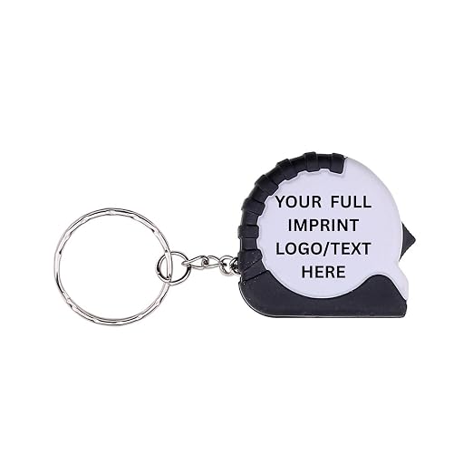 Custom Mini Tape Measure Keychain, Bulk Set of 200 with Full Imprint Personalized with Your Logo/Text/Pic Perfect for Promotional Item, Gift and for Party