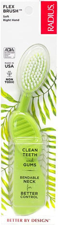 Radius Toothbrush Flex Brush BPA Free & ADA Accepted Designed to Improve Gum Health & Reduce Gum Issues - Right Hand - Lime White - Pack of 1