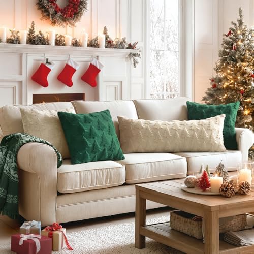 MIULEE Christmas Throw Pillow Cover Beige 14x36 Lumbar Body