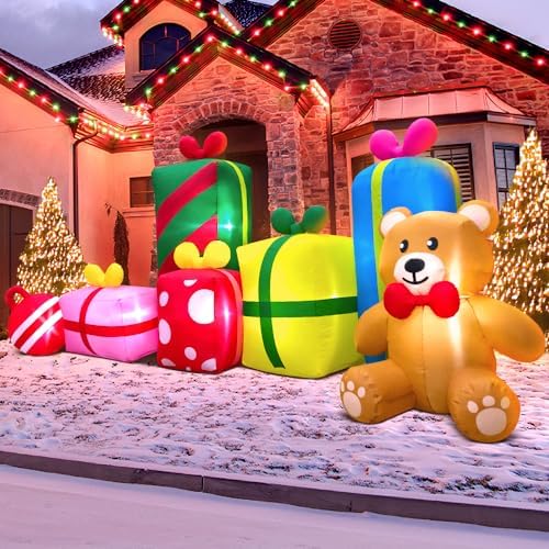10FT Giant Christmas Inflatables Outdoor Decorations Gift Box Blow up Yard