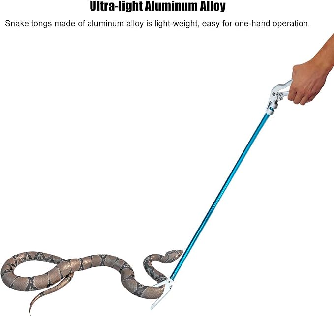 IC ICLOVER 52 Inch Professional Aluminum Alloy Snake Tongs, Standard Size | Wide Jaw & Lock Machanism & Comfort Grip Handle， Reptile Rescue Grabber Rattle Snake Control Catcher Removal Handling Tool