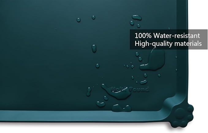 Hoki Found X-Large Silicone Non Slip Pet Food Mats - Tray for Dogs, Cats - Waterproof Feeding Mat - Dark Cedar