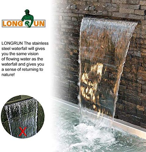 LONGRUN Waterfall Spillway Stainless Steel Pond Waterfall for Garden 11.8"