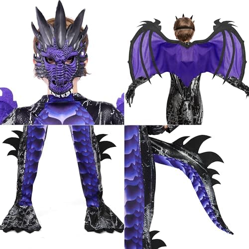 Spooktacular Creations Halloween Kid Dragon Costume, Boys Dragon Wings, Tail and Mask Set for Halloween Dress Up