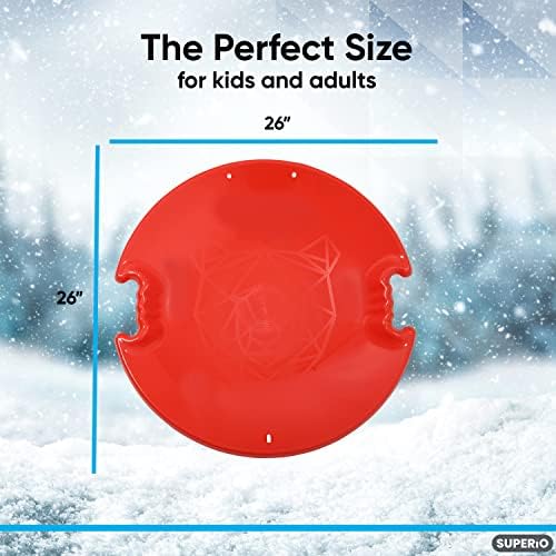 Superio Round Saucer Snow Sleds for Kids and Adult, Spiral Toddler Sled 26" Avalanche Circle Jet Sled for Toddlers Age Plastic Sledding Disc, Winter Snow Toys Fun for Kids and Adults, 2-Pack