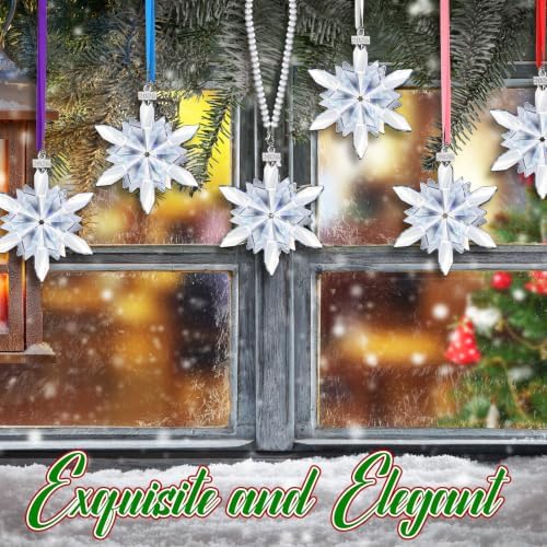 Roowest 10 Sets Christmas Crystal Snowflake Ornaments Glass, Chic Style
