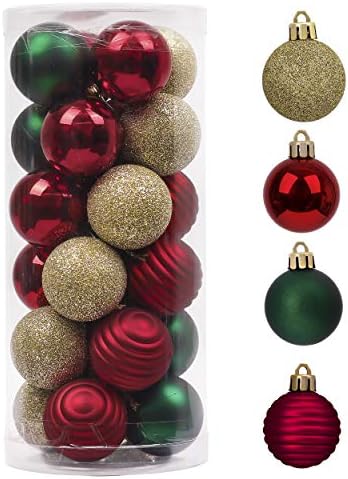 Valery Madelyn Small Christmas Tree Decorations Ball Ornaments 24ct 1.57"