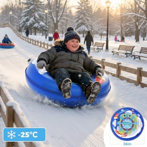 3-Pack Snow Tubes for Kids, 36" Inflatable Snow Sleds