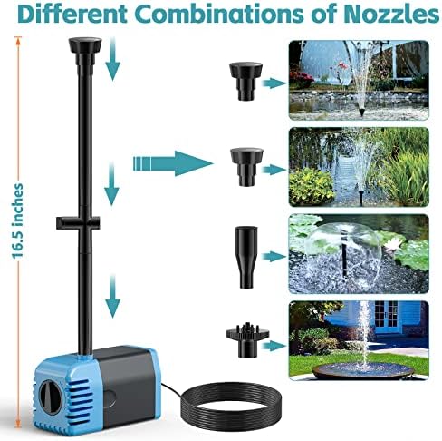 POPOSOAP Solar Fountain Pump 12W, Solar Water Fountain Pump with 160GPH Submersible Pump Adjustable Flow for Outdoor Fountain, Pond, Fish Tank, Garden, Pool, Water Features