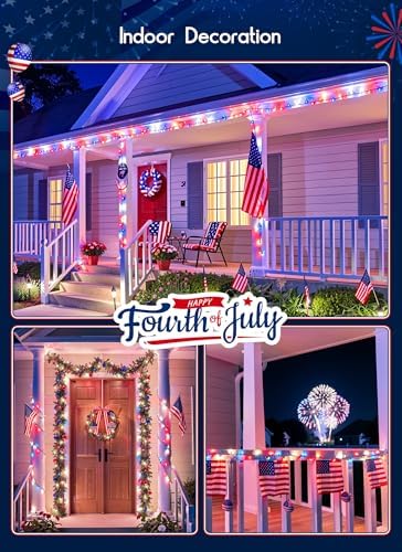 Minetom Red White Blue Lights Green Wire 100 Count 4th July Decoration