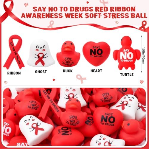 Thenshop 84 Pcs Red Ribbon Week Anti Drug Awareness