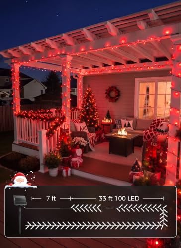 6 Pack 600LED Solar Christmas Lights Outdoor Waterproof, Red 240 FT