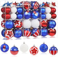 100Pcs 4th of July Tree Decorations Patriotic Ornaments, 2.36'' Memorial Day Red White Blue Ornaments and Star, Shatterproof American Hanging Ball Decor for Independence Day USA 250th Holiday