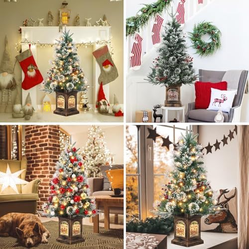 3FT Mini Christmas Tree with Battery Operated Lights for Holiday Decor