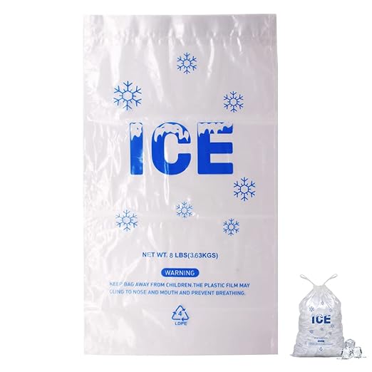 200 PACK 8 lb. Plastic Drawstring Ice Bags 11 x 19 Inch Heavy-Duty Ice Bags with Plastic Draw String (2mil Thickness) | Ice Bags with Plastic Draw String (2mil Thickness)