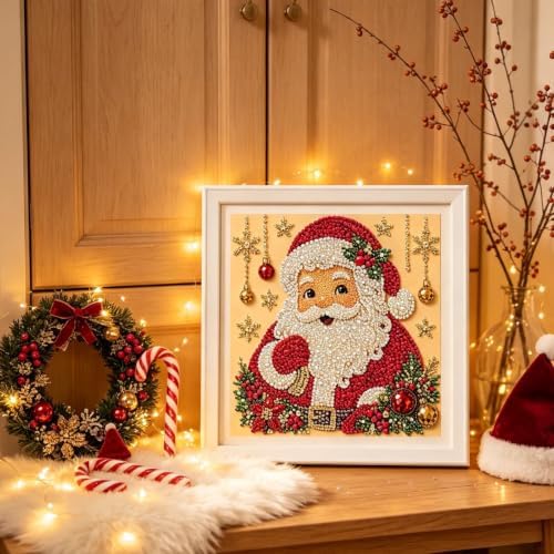 DIY Christmas Pearl Diamond Painting Art Kit Gifts Adults with Frame
