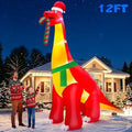 12 Ft Christmas Inflatables Dinosaur Outdoor Decorations, Giant Christmas Blow up,Built in LED Lights, Xmas Inflatable Decor Holiday Party Yard Garden Lawn
