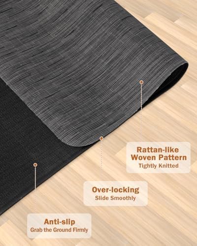 Blvornl Office Chair Mat for Hardwood Floor, 50"*63" Desk Computer Chair Mat for Hard Wood, Large Anti-Slip Hard Floor Protector for Rolling Chair, PVC Desk Rug for Office Black