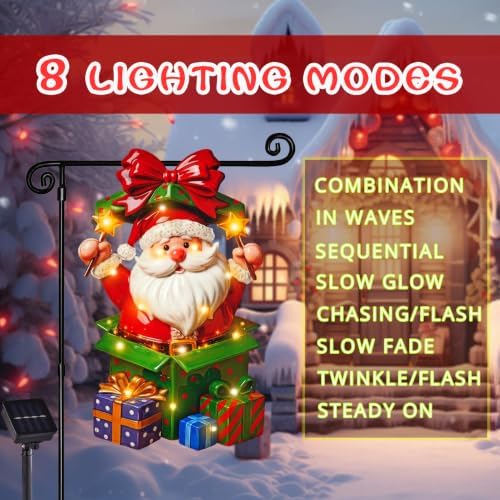 Lighted Christmas Santa Garden Flag Outdoor Decor, 12x18 Inch