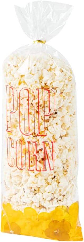 Restaurantware-Bag Tek 17 x 7 Inch Popcorn Bags, 100 Greaseproof Popcorn Favor - Hot & Cold Friendly, Freezable, Clear PE Plastic Carnival, For Event Favors Or Goodie Bags