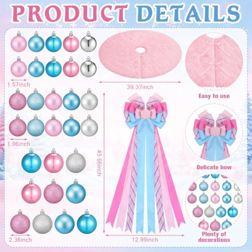 Gejoy 32 Pcs Pastel Christmas Tree Decoration Set, Macaron Sweet Theme