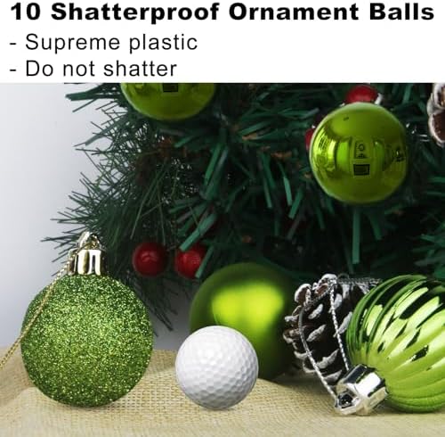 Lime Green 2.5" Christmas Balls Christmas Tree Decoration Ornaments Shatterproof Hanging Balls for Birthday Halloween Holiday Wedding Decorations Set of 10pcs