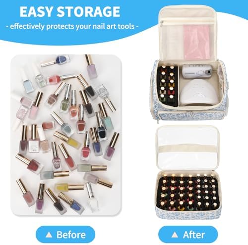 CUBETASTIC Extra Large Nail Polish Organizer Case Holds 124 to 200+ Bottles Nail Polish & Nail Lamp, Nail Supplies Storage Carrying Bag with 3 Removable Pouches