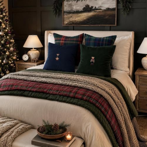 Christmas Decorations - Set of 4 Heritage Throw Pillow Covers, 18"x18"