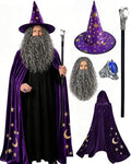 Wizard Costume Men, Halloween Costume Accessories Set, One Size Fits All