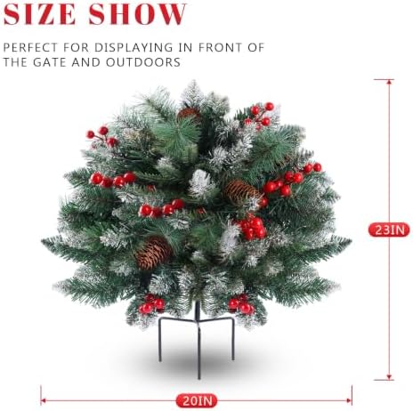 2 Pack Artificial Christmas Urn Filler, Pre-lit Lighted Christmas Tree