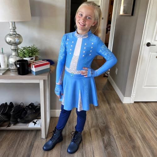 Girls Wonderland Costume Kids Cosplay Outfits Jumpsuit with Gloves Wig Set