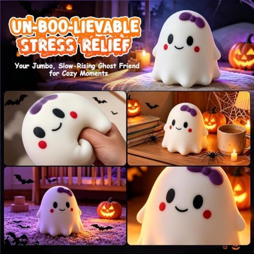 Halloween Ghost Squishy Large Soft Slow Rising Squeeze Fidget Male Female Styles 2026 Cute Ghost Squeeze, Halloween Stress Relief，Female