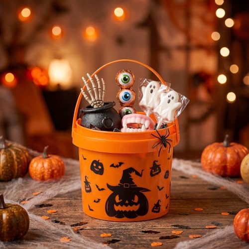 30 Pack 50 oz Halloween Trick or Treat Bucket Bulk
