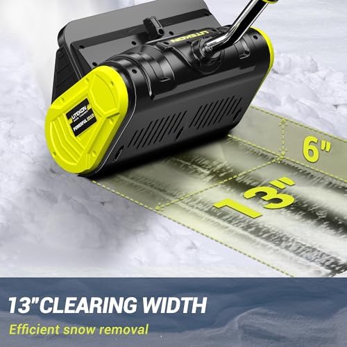 Litekon 40V Brushless Cordless Snow Shovel, 13-Inch Electric Snow Blower with 2X 4.0Ah Batteries & Charger, Battery-Powered Snow Removal with 25FT Throw Distance for Patio, Deck, Driveway,Green