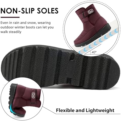Ablanczoom Womens Winter Snow Boots with Warm Fur Lining Comfortable Booties Non Slip Waterproof Outdoor Shoes