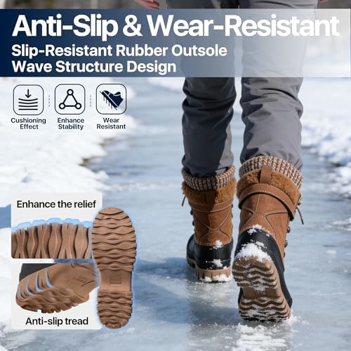 FREE SOLDIER Women's Waterproof Winter Cold Weather Snow Boots for Women Outdoor Fashion Duck Boots Comfortable Insulated