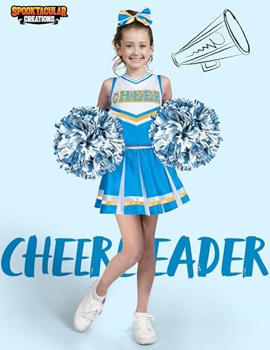 Spooktacular Creations Halloween Girl Cheerleader Costume, Cheer Uniform Set, Cheerleading Outfit for Halloween DressUp Party