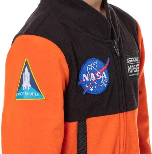 INTIMO NASA Boys' Space Shuttle Astronaut Meatball Patch One Piece Space Suit Costume Pajama Sleep Set Union Suit For Kids