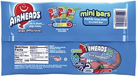 Airheads Mini Candy Bars, Taffy Variety Pack, 12 oz Bag