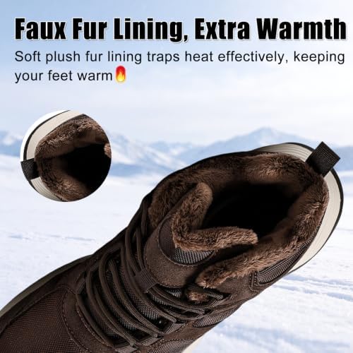 Winter Boots for Men and Women, Warm Fur-Lined Snow Boots with Slip-Resistant Outsole, High-Top Hiking Boots for Outdoor Walking and Cold Weather