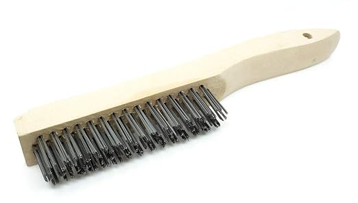 Benchmark Abrasives 10" Shoe Handle Wire Scratch Brush Wooden Handle for Cleaning, Removing Rust, Paint, Corrosion, Multi-Purpose Wire Brush - 12 Pack (Carbon Steel)