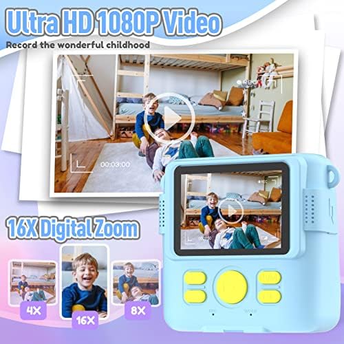 ESOXOFFORE Kids Camera Instant Print, Christmas Birthday Gifts for Kids Age 3-12, Selfie Digital Camera with 1080P Videos,Toddler Portable Travel Toy for 4 5 6 7 8 9 Year Old Boys Girls-Blue