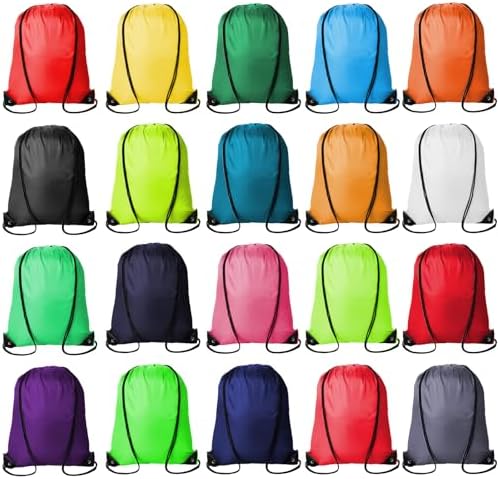 Kuhome 20Pcs Drawstring Backpacks Bulk String Bag Cinch Sack Pack Storage Knapsack Polyester Gift Bags Sports Drawstring Bags for Trip Gym Party Bags(20 Colors)