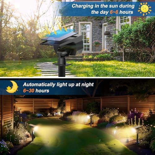 WENATY Solar Spot Light Outdoor Landscape Spotlights 6 Pack Warm White