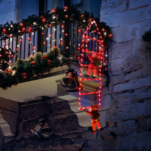 Toodour LED Christmas Light - 2.5FT Christmas Decorative Ladder Lights with Santa Claus, Xmas Decorations Light for Indoor Outdoor, Window, Garden, Home, Wall, Xmas Tree Decor - Red