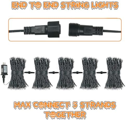 OZS Connectable 2-Pack 164Ft 400LED Halloween String Lights, Purple