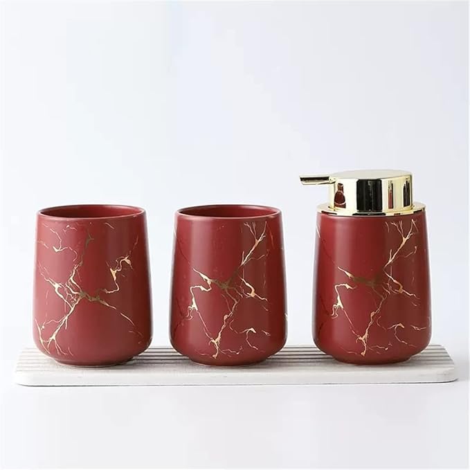 Couple Mouthwash Cup Ceramic Toothbrush Household Tooth Wash Set Hand Sanitizer Press Bottle