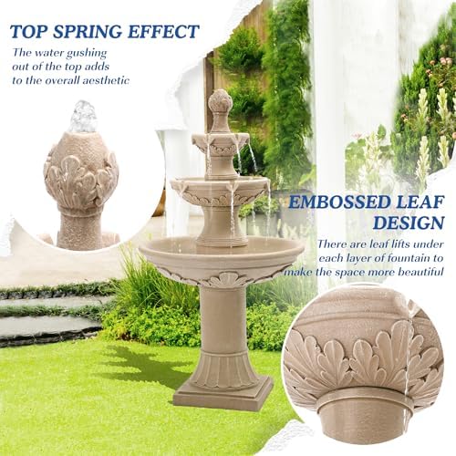 3-Tiers 48.4" H Italian Outdoor Water Fountains Feature Garden Decor
