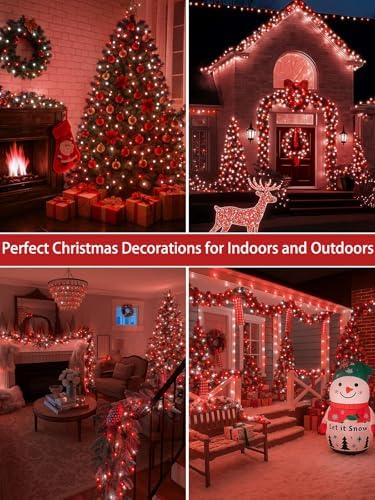 2 Pack 200 LED Christmas Lights 13 Modes Extendable Christmas Tree Lights