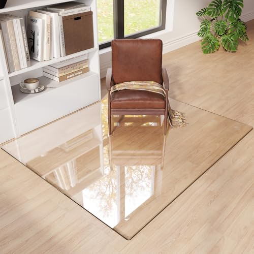 Tempered Glass Chair Mat for Carpet 55"x46", Floor Protector